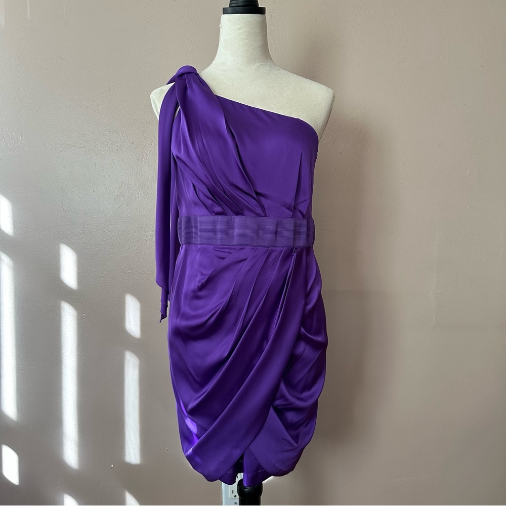 Aqua Dresses Womens Purple Satin Rouched Dress